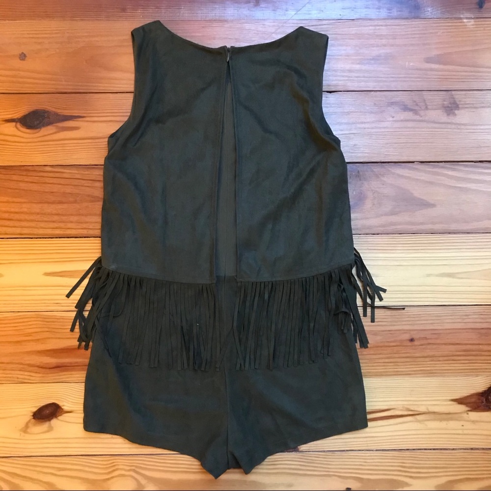 Lulumari Green Fringe Suede Romper, EUC, M - Picture 11 of 16